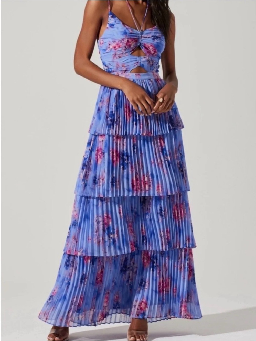 ASTR the Label Daytona Floral Tiered Pleated Maxi Tiered Dress